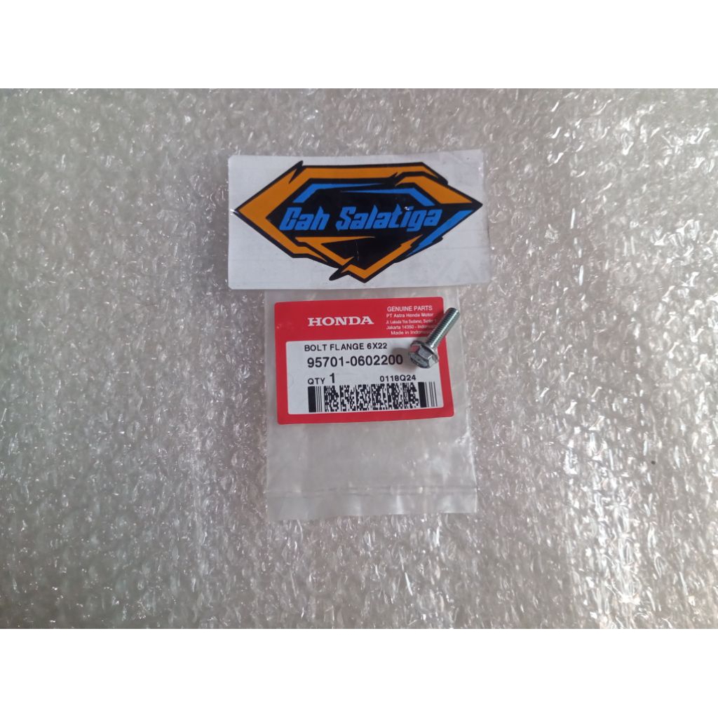 Baut 10 {BOLT FLANGE 6X22} all motor Honda original 957010602200