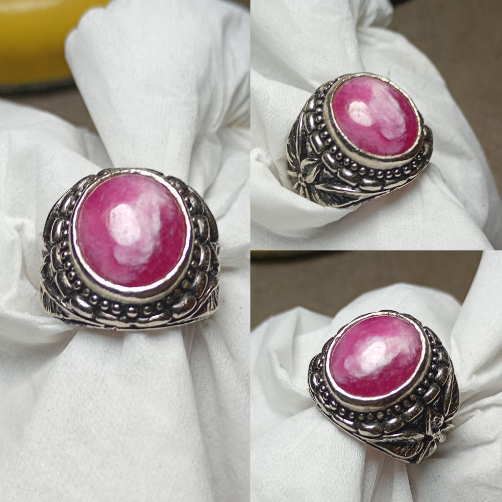 Batu cincin natural pink ruby cabochon Cc64