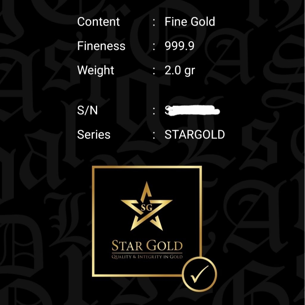 STAR GOLD STARGOLD 2 GRAM ASLI SERTIFIKAT ORIGINAL DIGITAL EMAS LOGAM MULIA JAKARTA KLASIK BARU MULU
