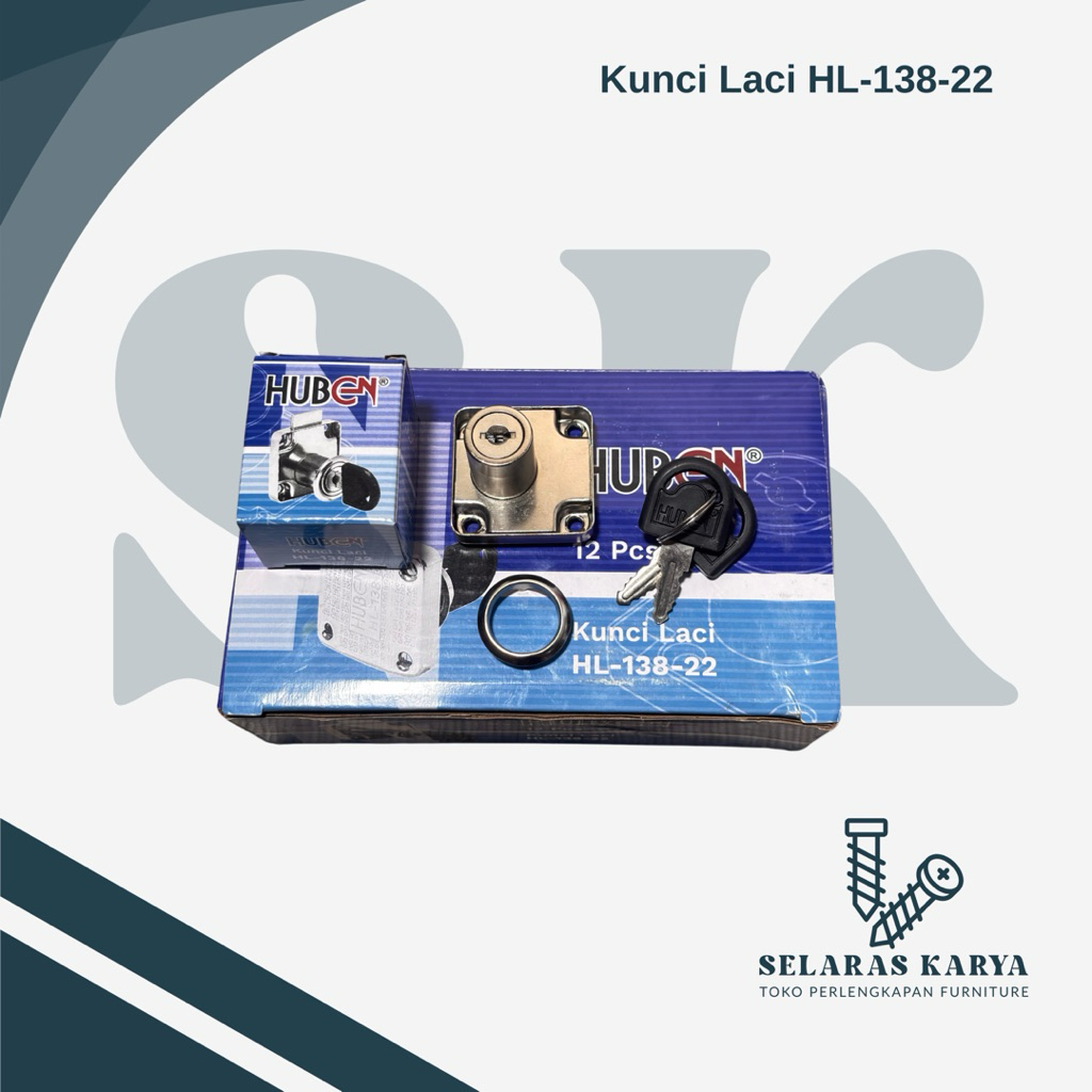 Kunci Laci Huben HL-138-22/Kunci Lemari Huben/Kunci Huben HL132/Kunci laci meja lemari huben/ Drawer