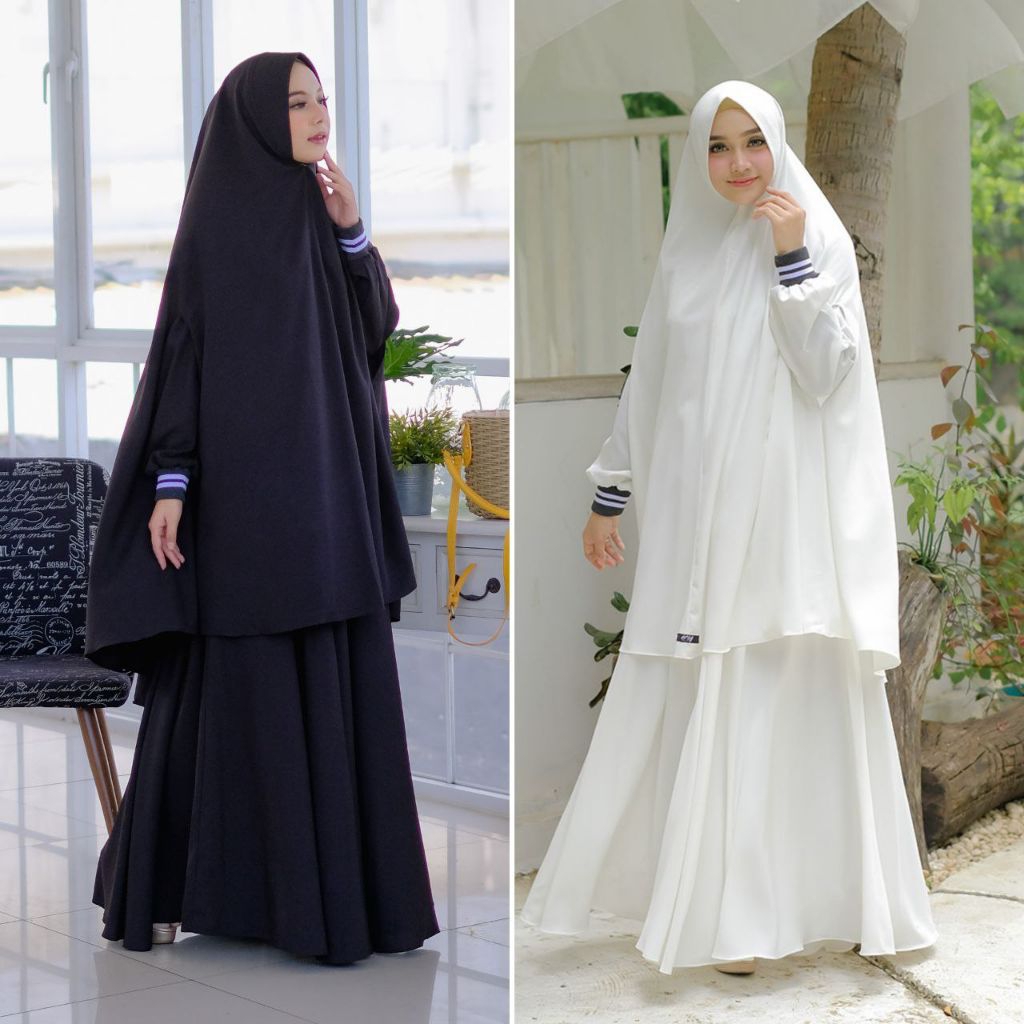 GAMIS UMROH MADINA SYARI BY ARSY HIJAB GAMIS HITAM PUTIH SERAGAM HAJI SIMPLE PREMIUM