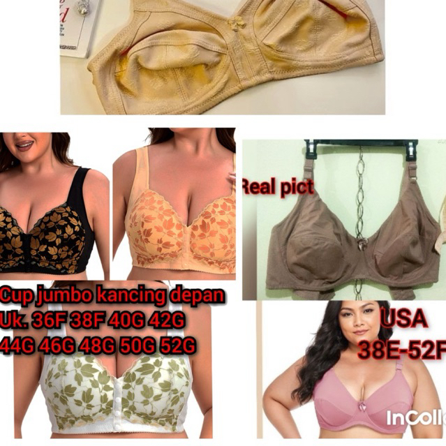 BRA JUMBO BH USA TANPA BUSA TANPA KAWAT CUP BESAR BIGSIZE E F DD