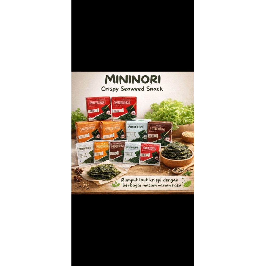 MININORI Seaweed Snack Nori Krispi Gurih Cemilan Anak Dewasa Praktis
