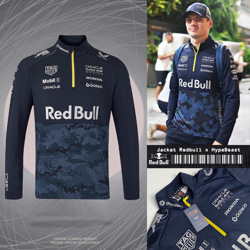 Jacket Red Bull Racing F1 x HypeBeast 2025 Special Edition 1/4 Zip Sweatshirt -  jaket redbull pria 