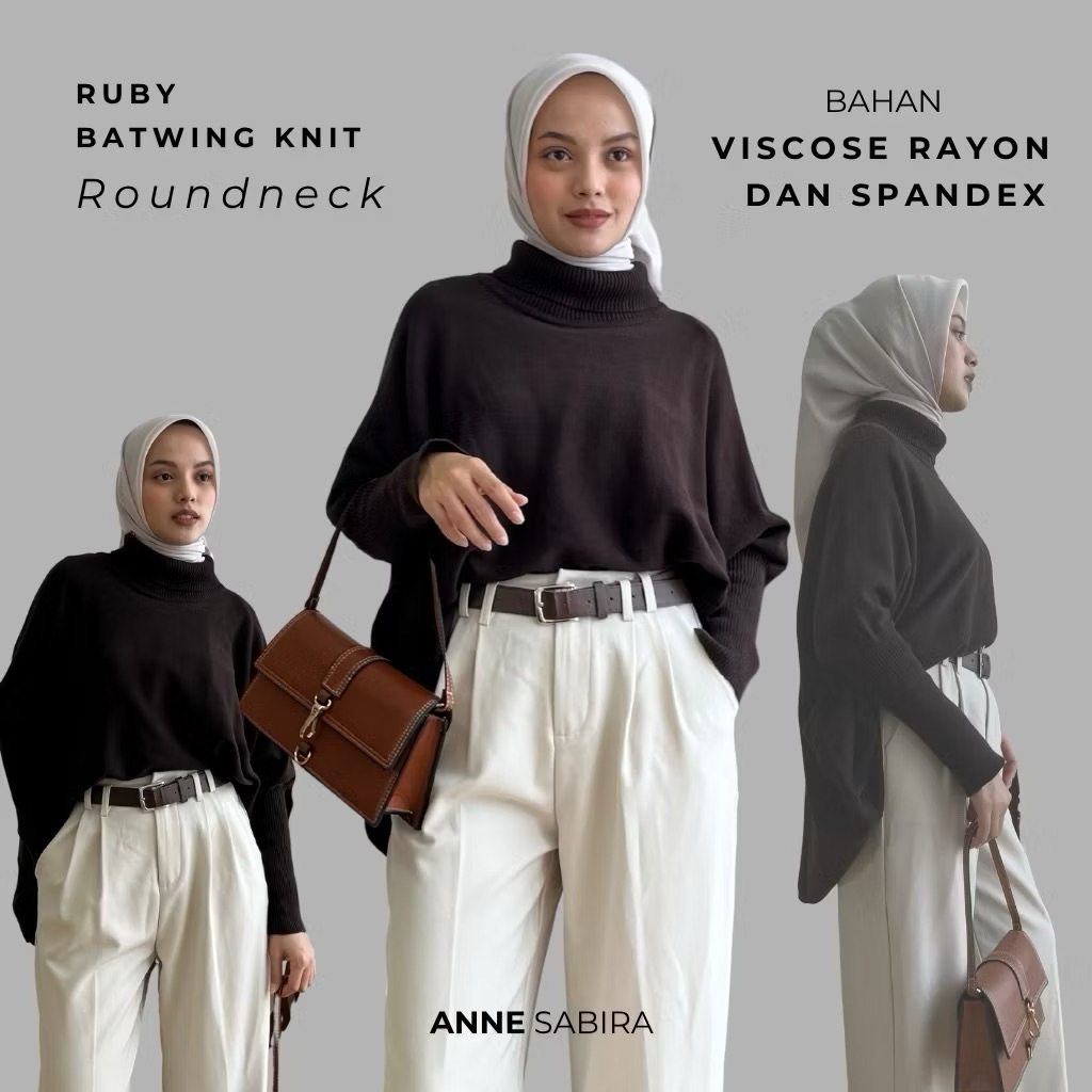 Annesabira Batwing Katun Oversize Atasan Blouse Wanita Rajut Big Size Jumbo Merah Avocado RUBY PO