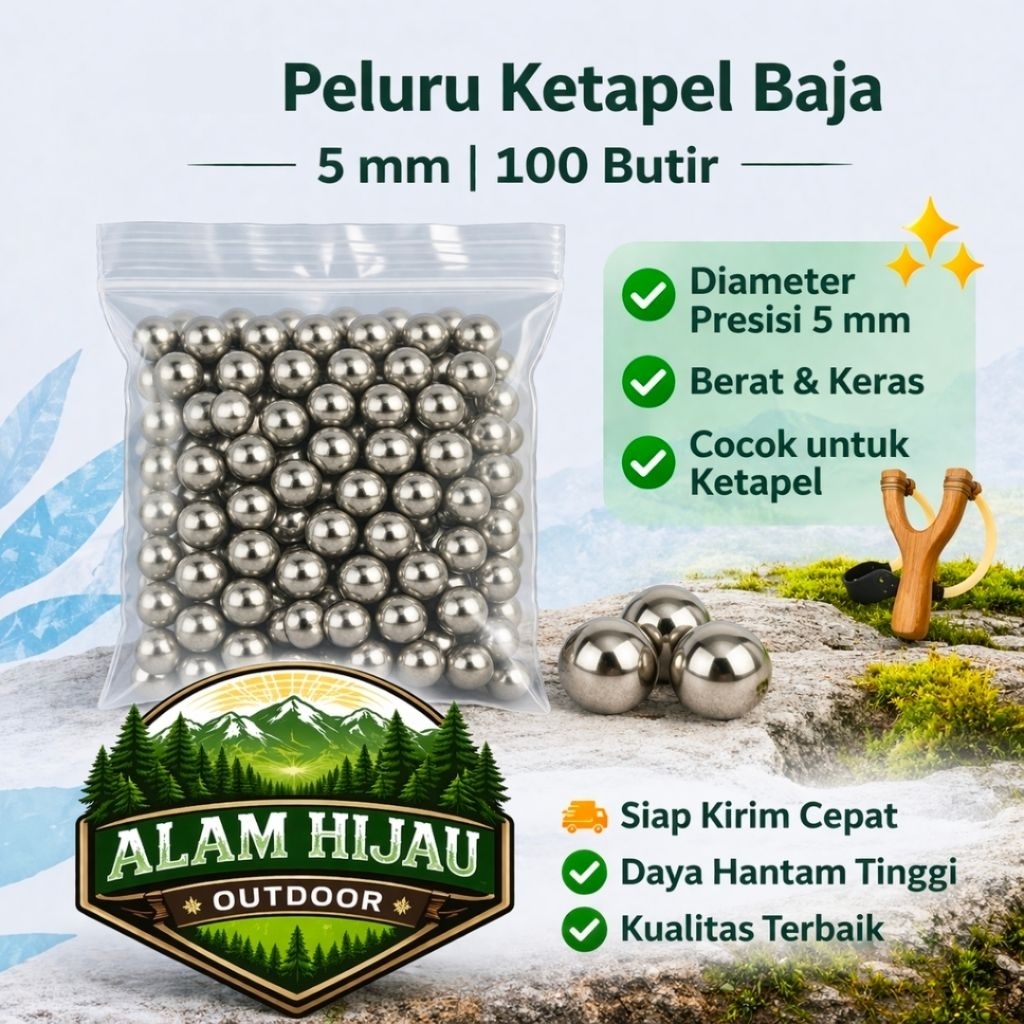 Bola Besi Ketapel 5mm Isi 100pcs Steel Ball Presisi Kuat