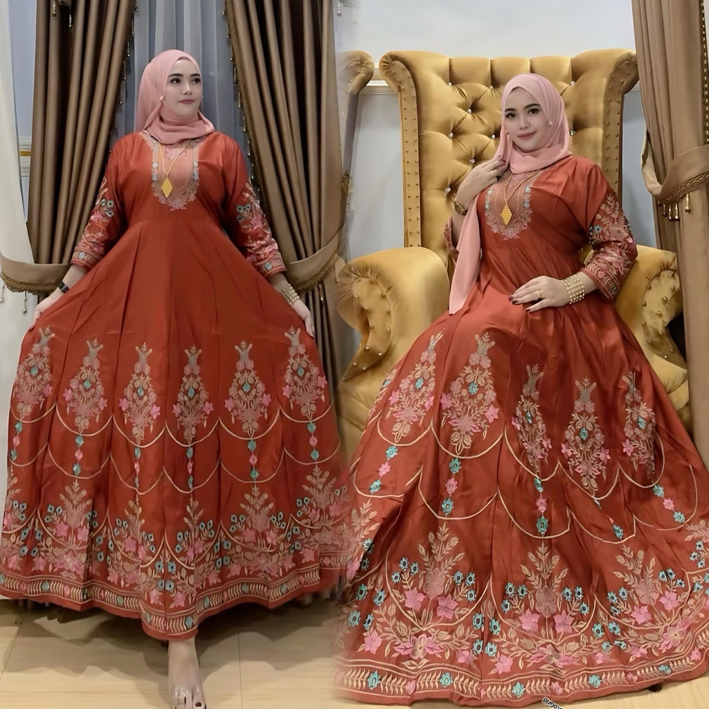 gamis hindi nabila bordil terbaru bahan katun rayon twill adem dan tebbal muat dr bb 40-80