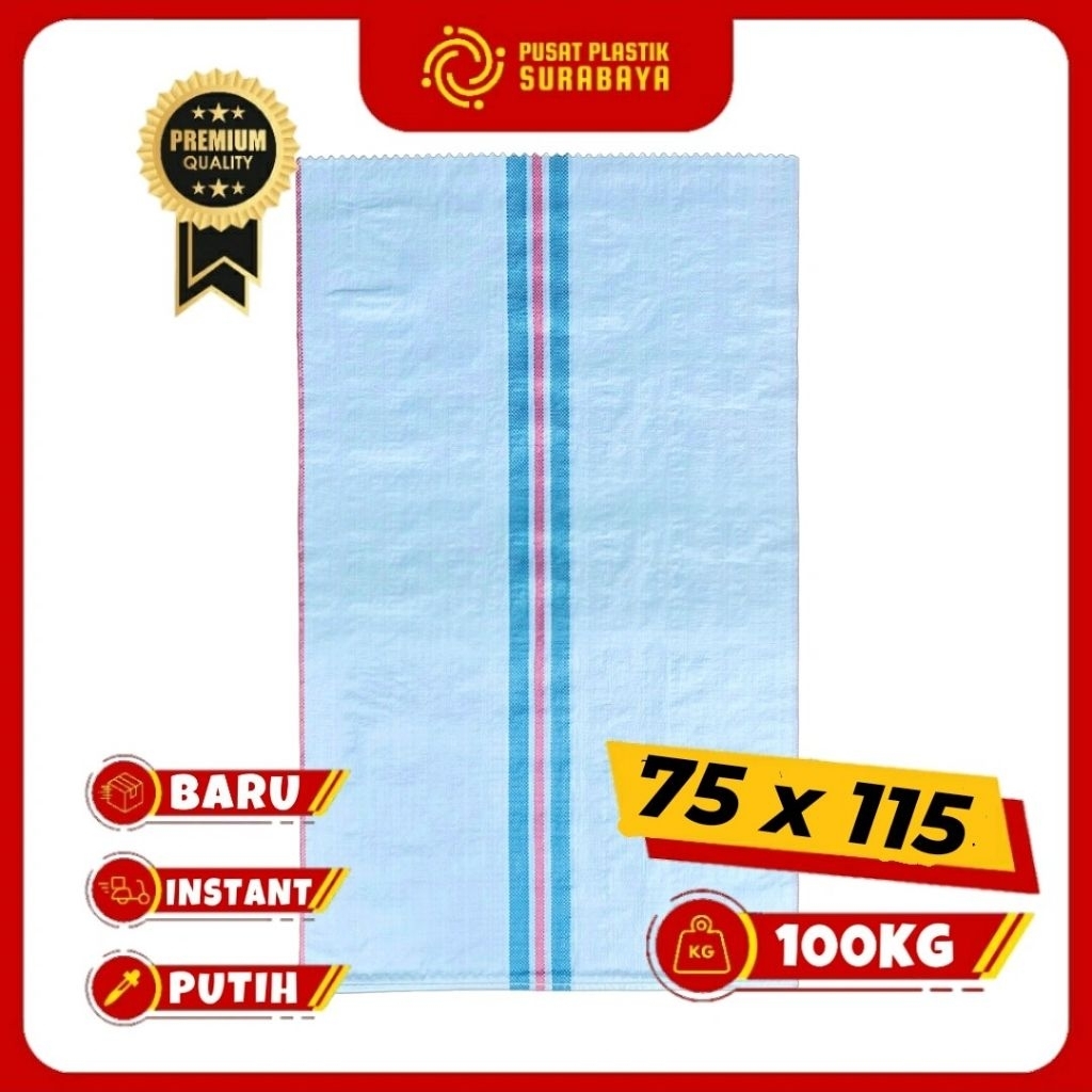 Karung Plastik 100 Kg Putih Ukuran 75 x 115