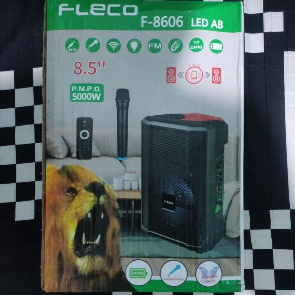 Speaker Bluetooth Fleco F-8606 LED AB 8,5 " X-BASS