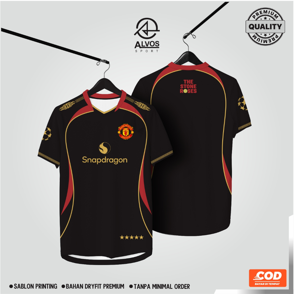 Jersey MU Black Snapdragon 5.0 by alvossport indonesia full printing - Baju mu hitam snapdragon fant