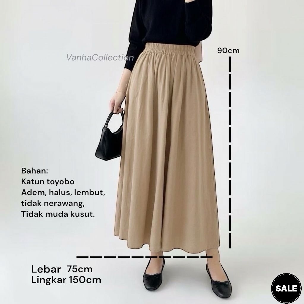 Maxy Skirt Rok Kerja | Rok Kulia | Bahan Katun Toyobo