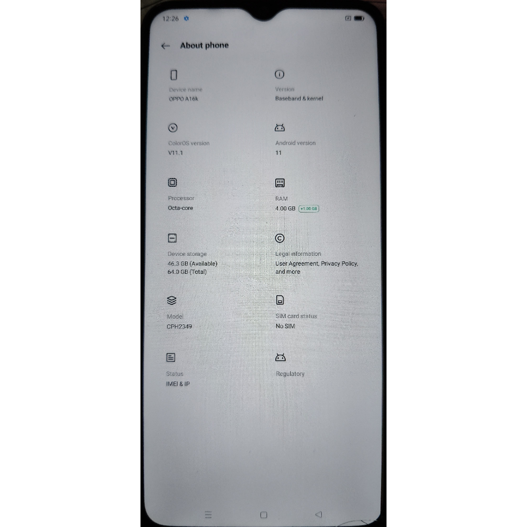 OPPO A16K bekas operasional