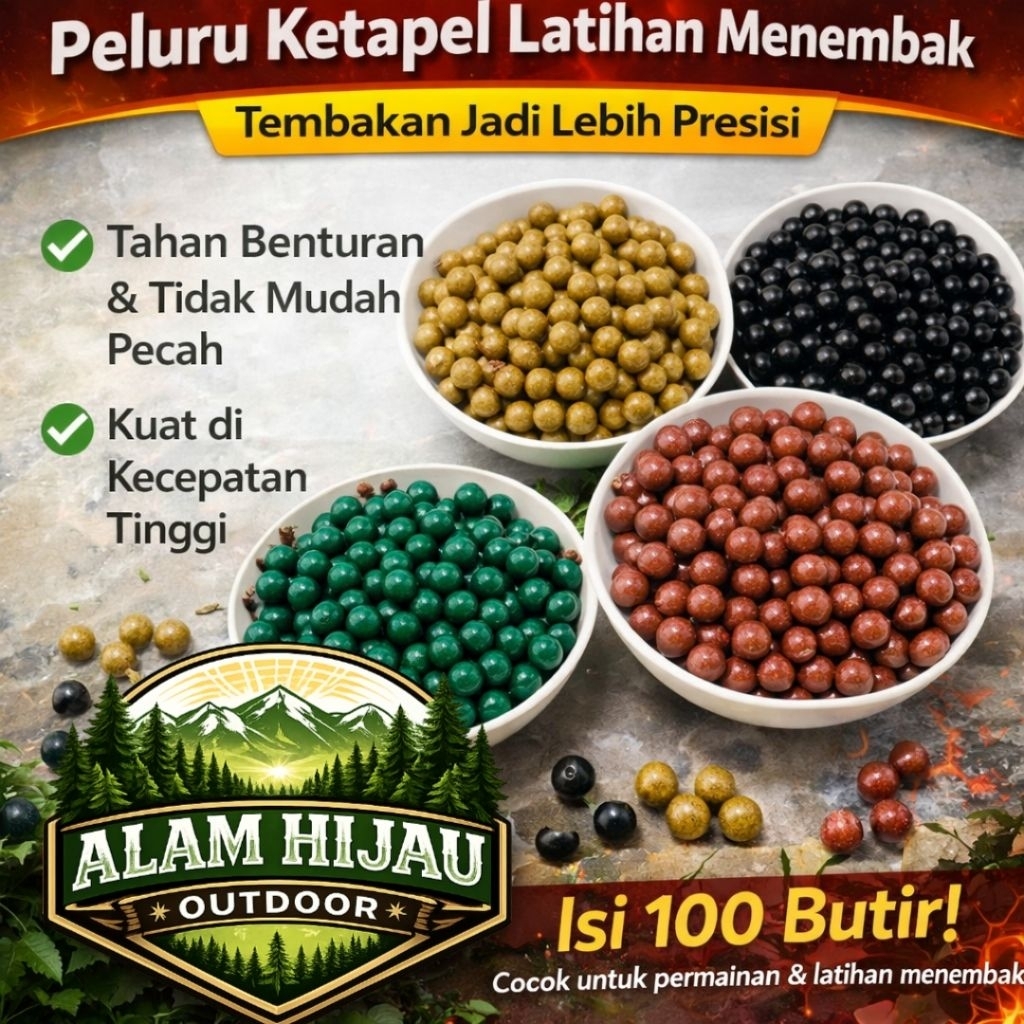 Peluru Ketapel 9mm Isi 100 Butir Hard Mud Peluru Ketapel Akurat Murah