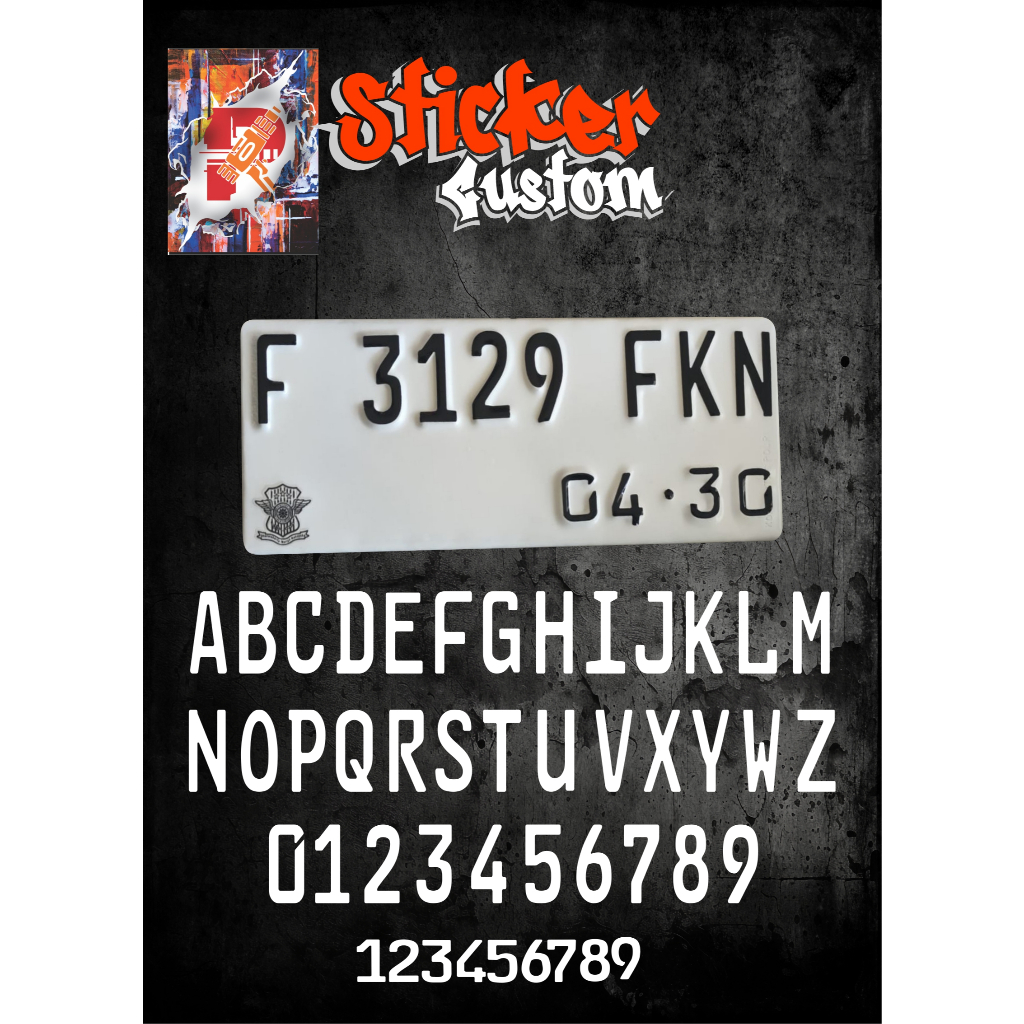 STIKER CUTTING NOMOR PLAT MOTOR, FONT TERBARU