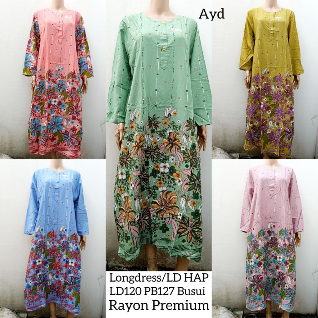 Daster hap lengan panjang gamis longdress rayon busui