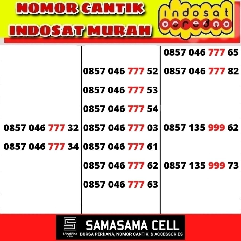 KARTU PERDANA NOMOR CANTIK INDOSAT OOREDOO 4G Support 5G
