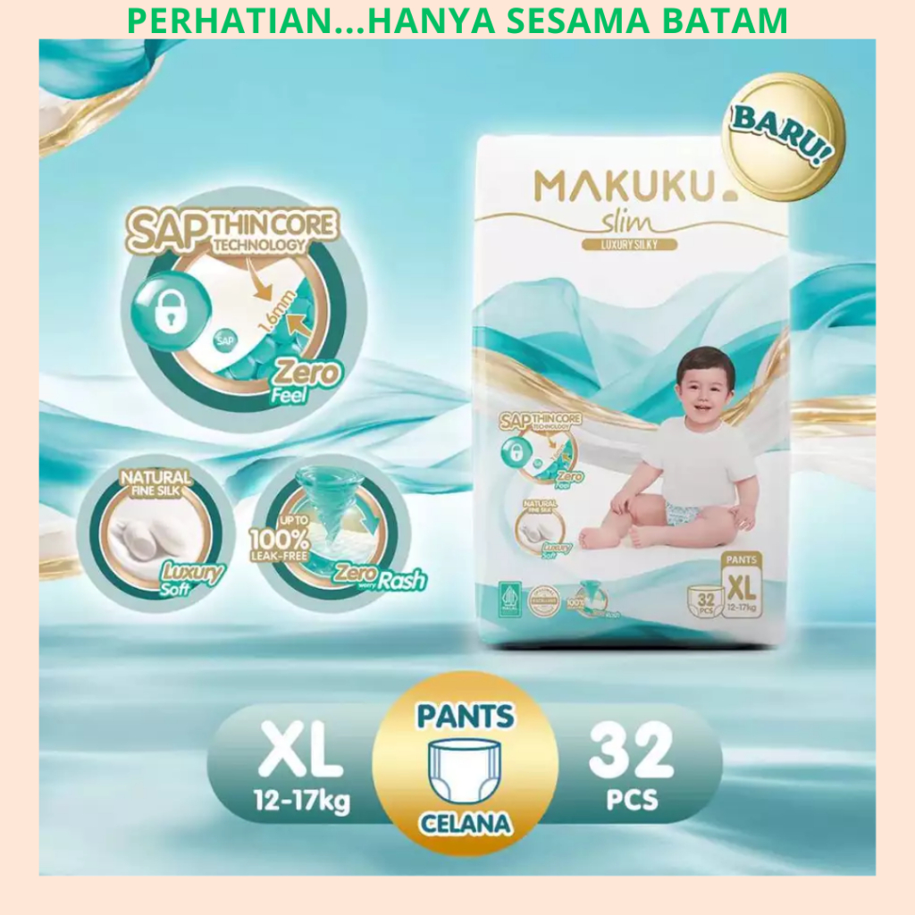 MAKUKU SAP Diapers Slim Pants XL32 - MAKUKU Popok Celana Slim XL 32