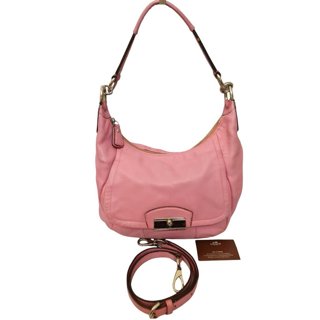 Coach Tas Kulit Pink with Strap ORIGINAL Shoulder Tote Bag