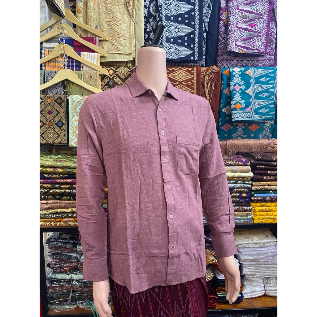 Kemeja pria size bule | Kemeja linen | Kemeja panjang | Baju linen panjang | Linen serat jagung | Li