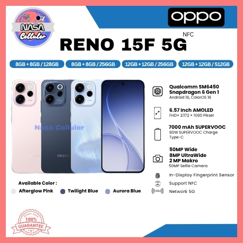 HP OPPO RENO 15F 5G 12/512GB, 15F 5G 12/256GB, 15F 5G 8/256GB, 14F 5G 12/512GB & 13F 5G 12/256GB