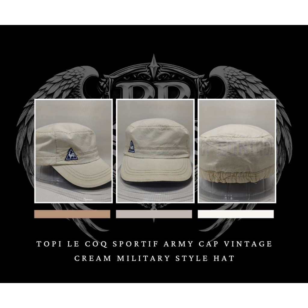 Topi Le Coq Sportif Army Cap Vintage Cream Style Hat