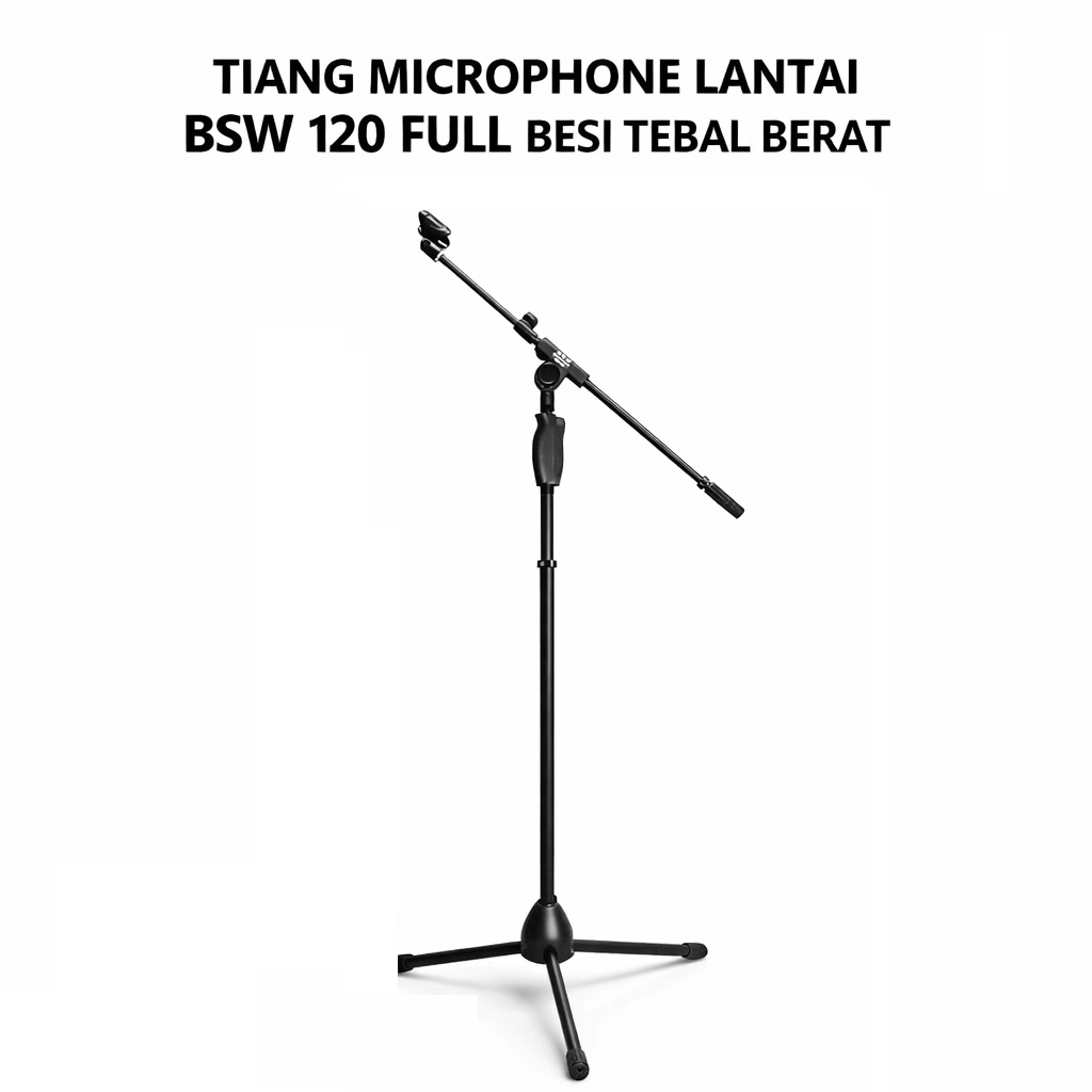 BSW 120 STAND MIC BERDIRI LANTAI FULL BESI TEBAL / TIANG MICROPHONE BERDIRI BSW 120 STAND MIC LANTAI