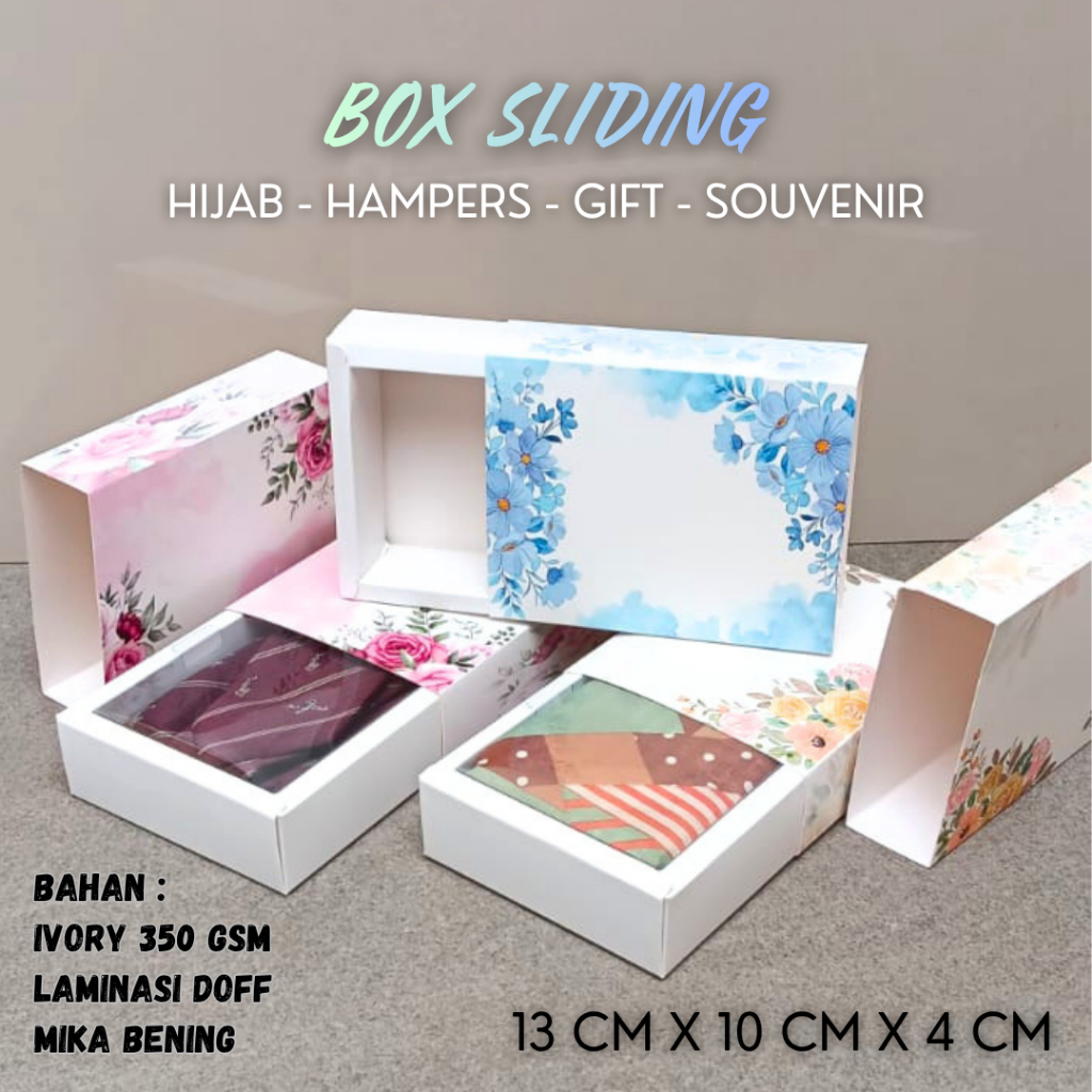 BOX SLIDING MOTIF / SLIDING BOX / KEMASAN / GIFT / HAMPERS / HIJAB / PACKAGING