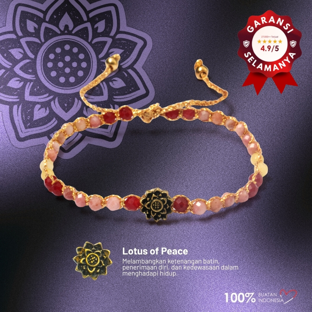 Maknavara - Lotus of Peace - Bloom - RDNB Jewelry - Gelang Wanita/Pria - Batu Alam Natural - Gelang 