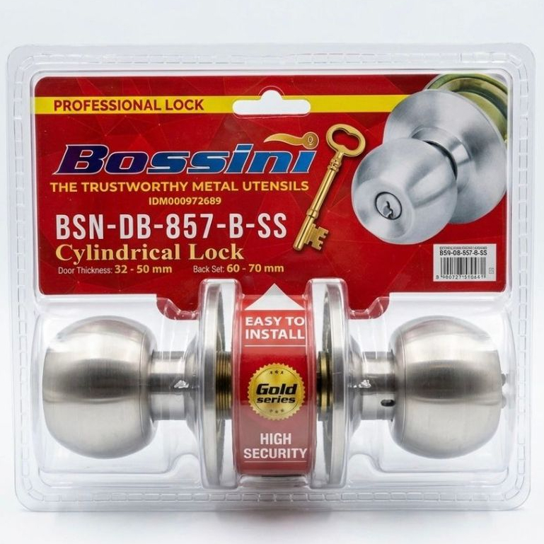 BOSSINI Kunci Handle Pintu Kamar Mandi Bulat BOSINI 857 Stainless Door Knob Lock Selot Konci
