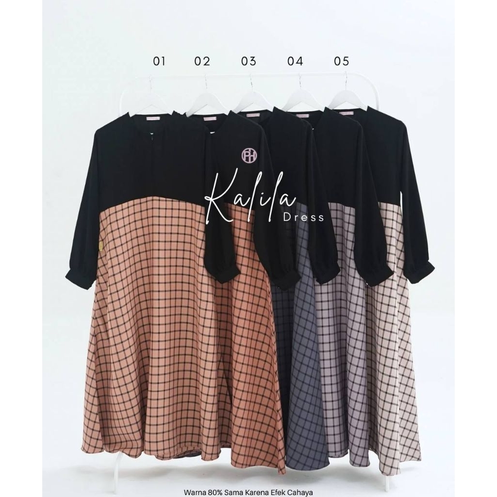 KALILA DRESS ORIGINAL BY PELANGI HIJAB TERBARU GAMIS SYAR'I JETBLACK ARUS MAGHRIBIA POLOS KOMBINASI 
