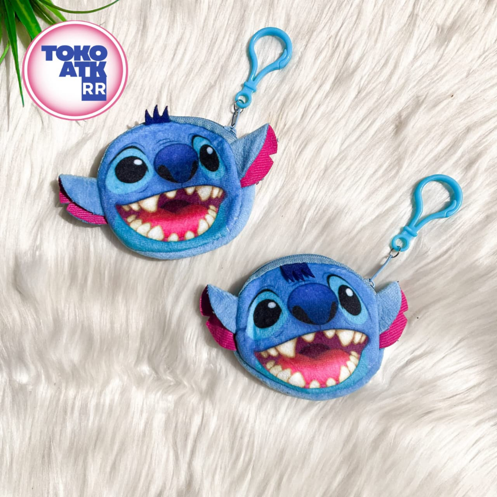 POUCH KOIN KAIN STITCH AKSESORIS TAS ANAK LUCU IMUT DOMPET KOIN KARAKTER GANTUNG LILO BLUE GROSIR