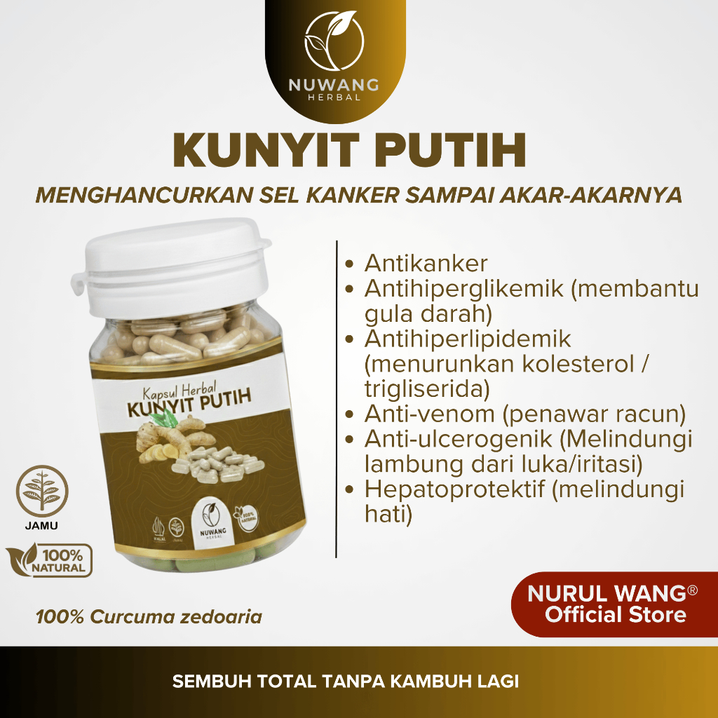 Kapsul Kunyit Putih Original 100% | Kapsul Herbal Kunyit Putih Asli NURUL WANG Official Store