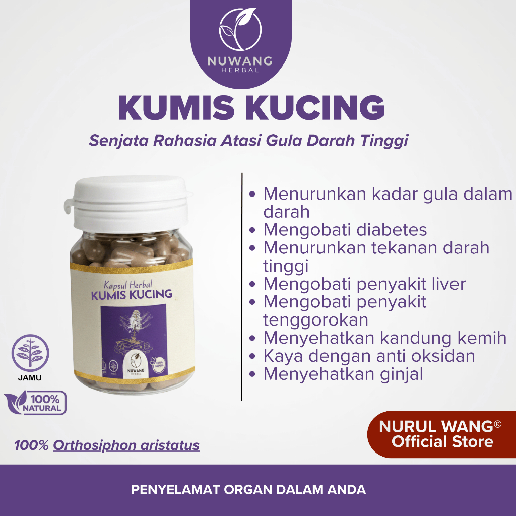 Kapsul Kumis Kucing Original 100% | Kapsul Herbal Kumis Kucing Alami | Kapsul Kumis Kucing Ori