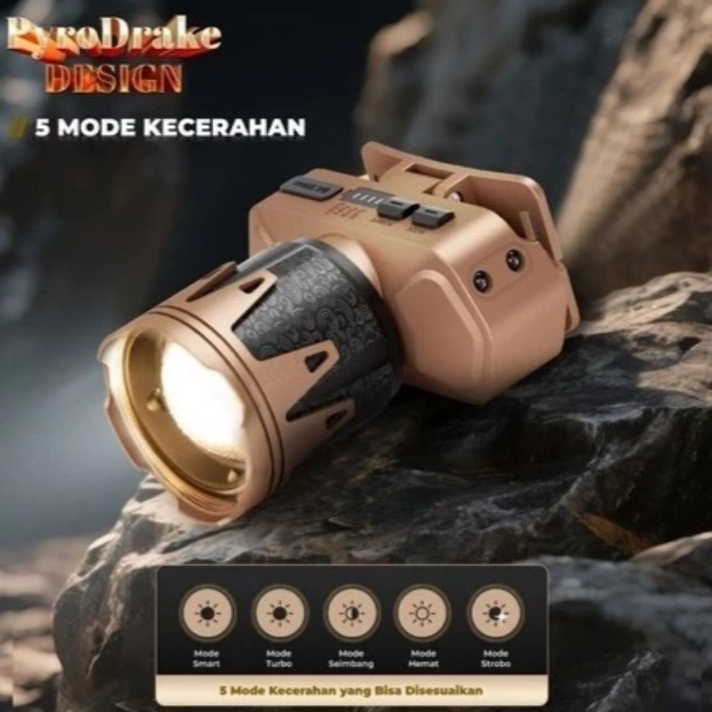 Senter Kepala Aoki AK-3705X  Pyro Drake Design  90 WATT Fitur Sensor Gerak
