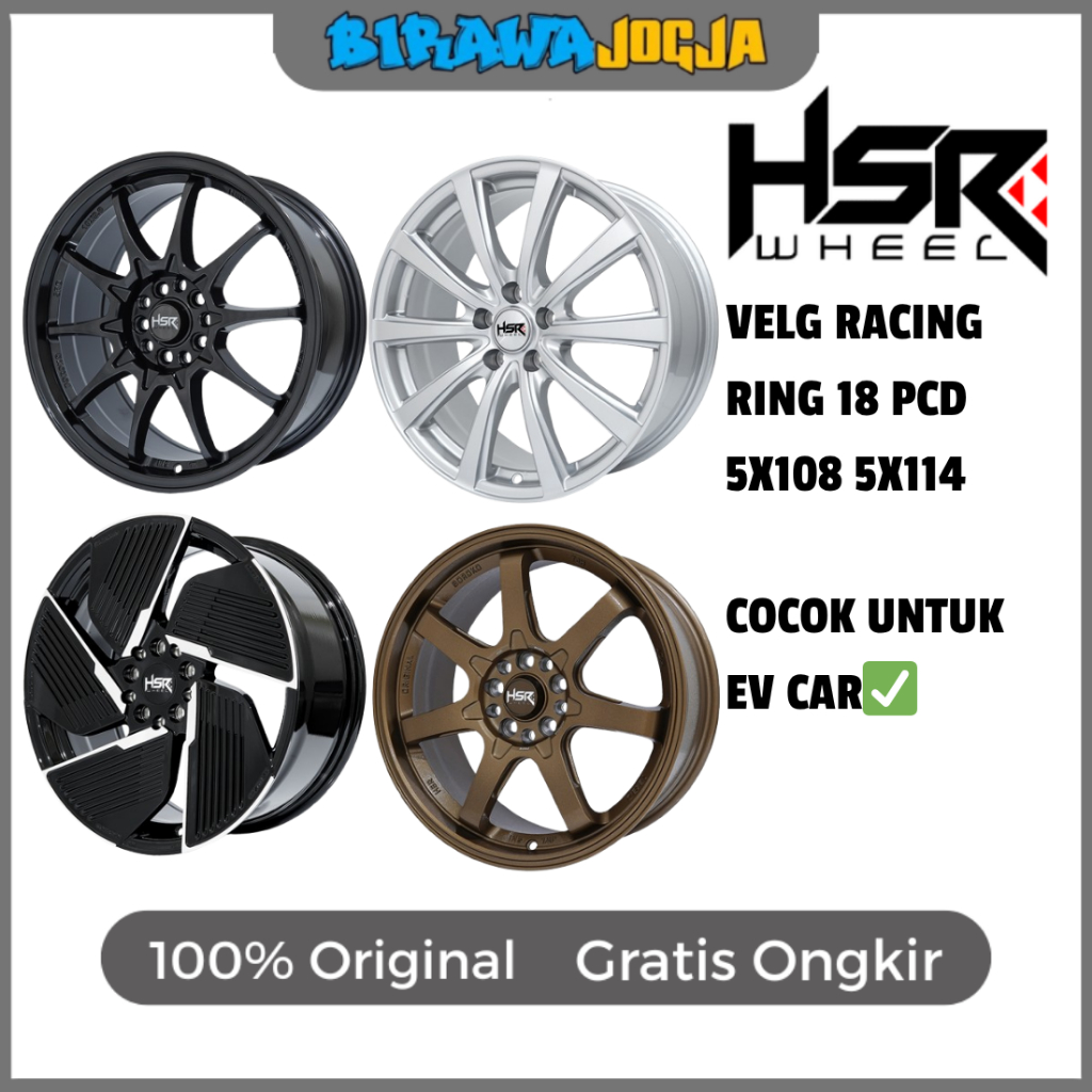 VELG MOBIL RACING HSR RING 18 PCD 5X108 5X114 UNTUK JAECOO J5 OMODA E5 CHERY TIGGO 8 PELEK H5X108