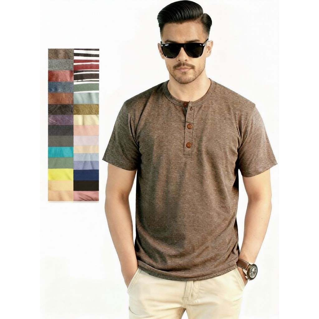 [ COD PABRIK ] Jopperside baju kaos polos kancing henley katun combed premium pria tb2