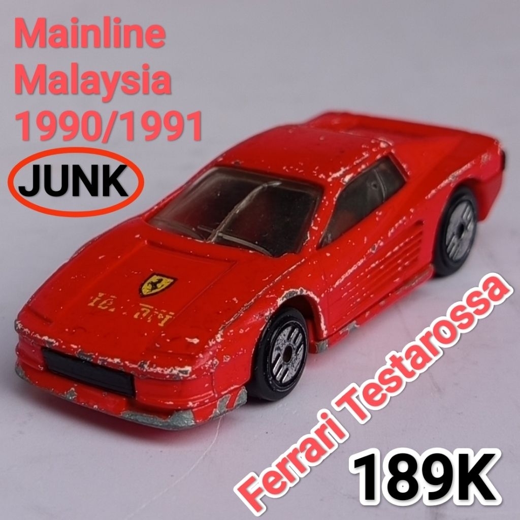 Hot Wheels Mainline Ferrari Testarossa Merah Loose Junk