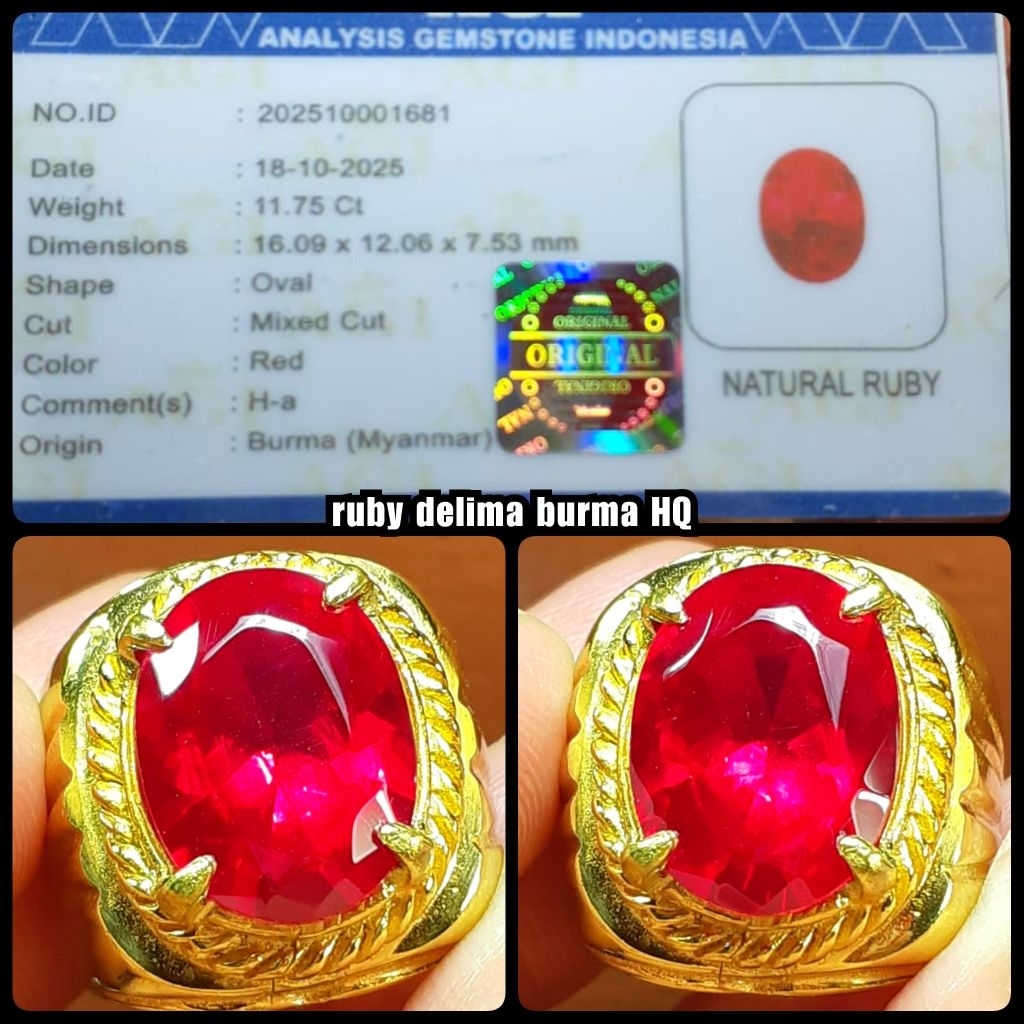 natural ruby burma jumbo kristal asli pigeon blod HQ + memo lab
