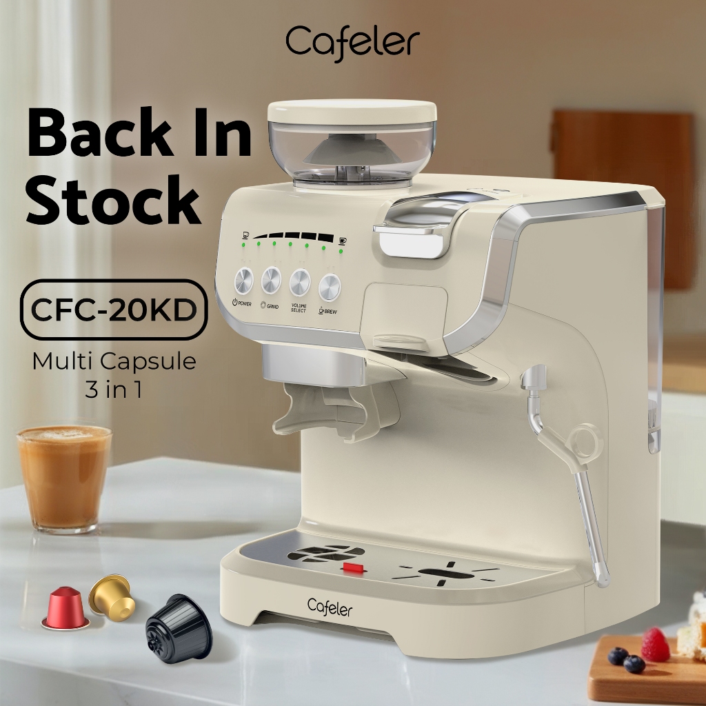 Cafeler Mesin Kopi Multi Kapsul 3 Adaptor/Grinder/Milk Frother 2 Heather