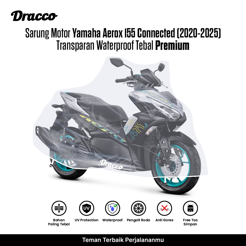 Sarung Motor Aerox 155 Connected Transparan Tebal Waterproof Premium Penutup Anti Hujan Anti Gores