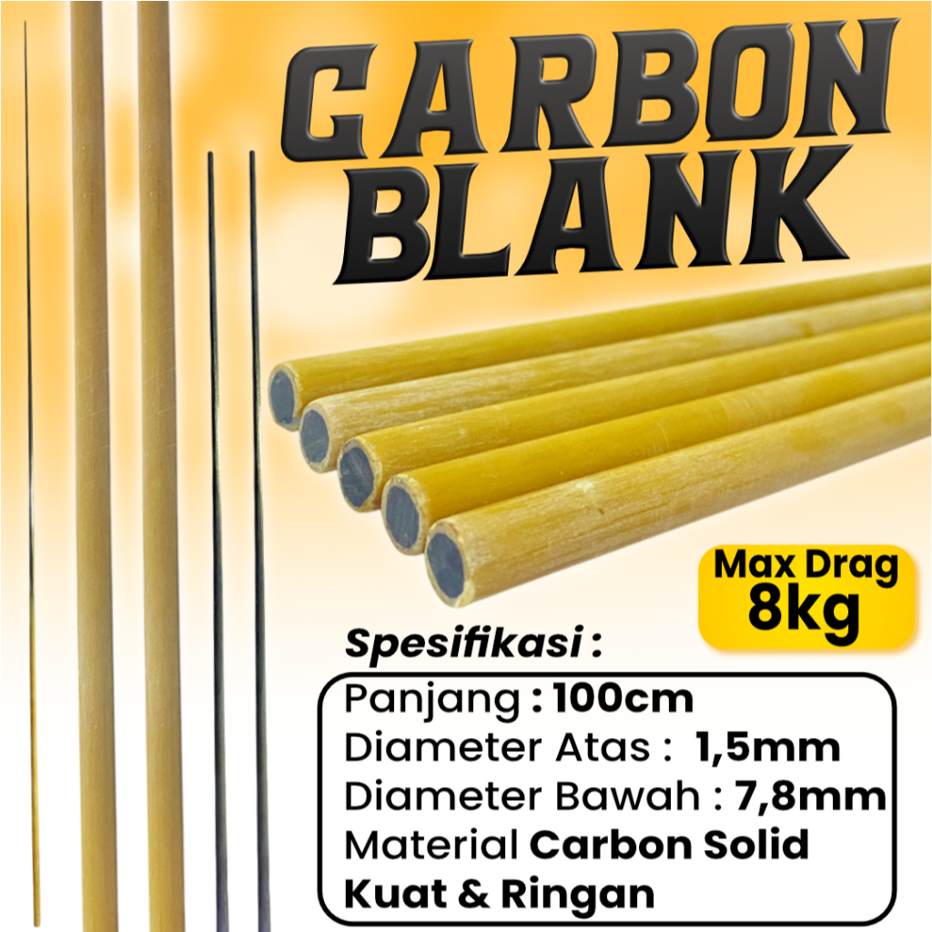 Carbon Blank Sutet Solid Bubut Kuat Untuk Pancing 100cm Ringan