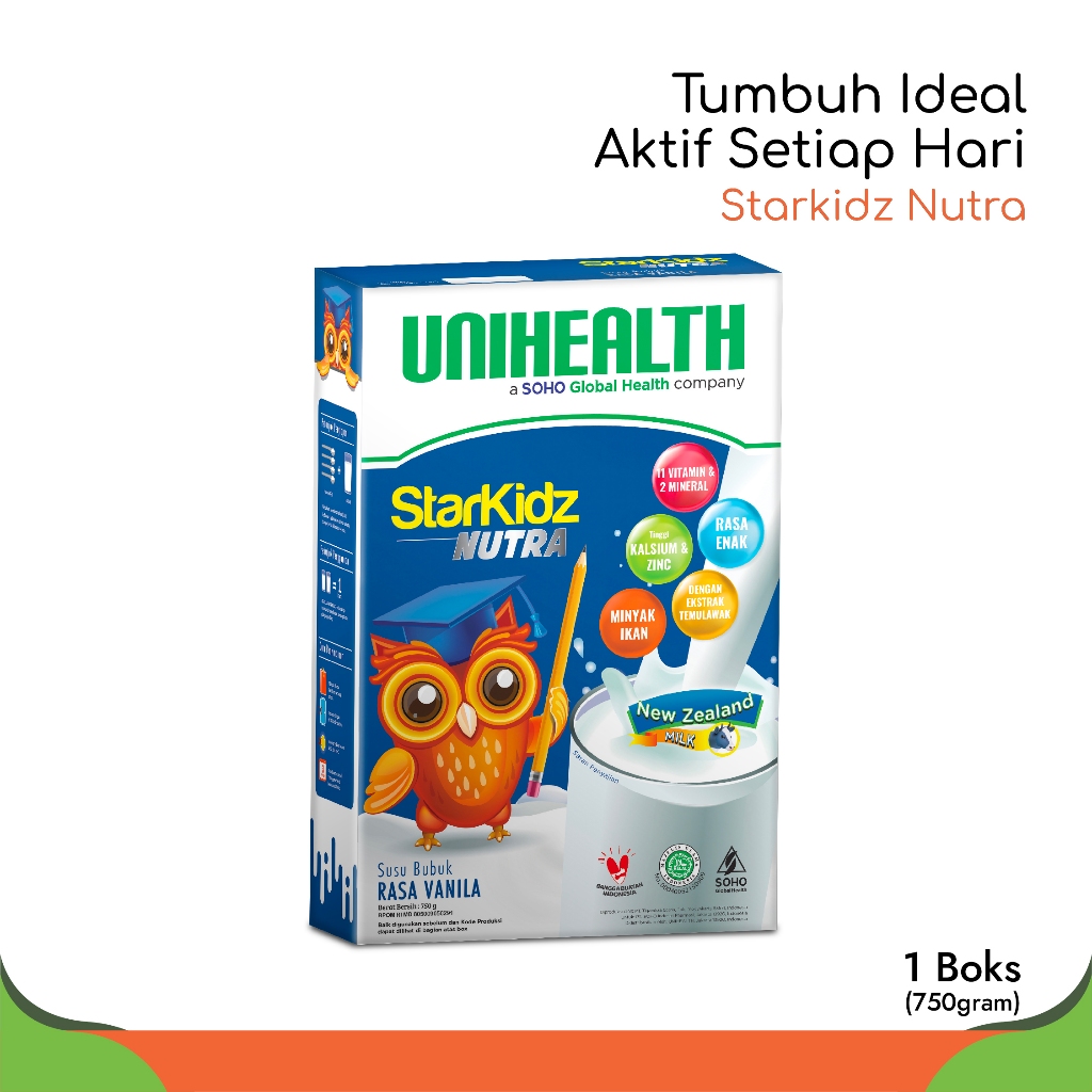 Susu Formula Anak 1 - 12 Tahun StarKidz Nutra Rasa Vanilla Coklat- 1 Box 750 Gr