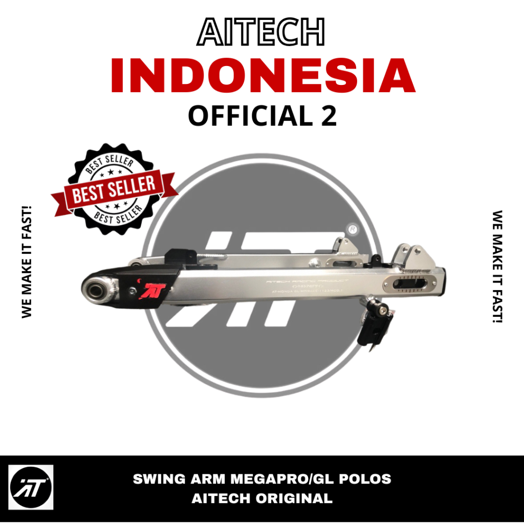 Swing Arm Aitech Megapro/GL Polos  - Desain Elegan, Aluminium Berkualitas, Tahan Lama
