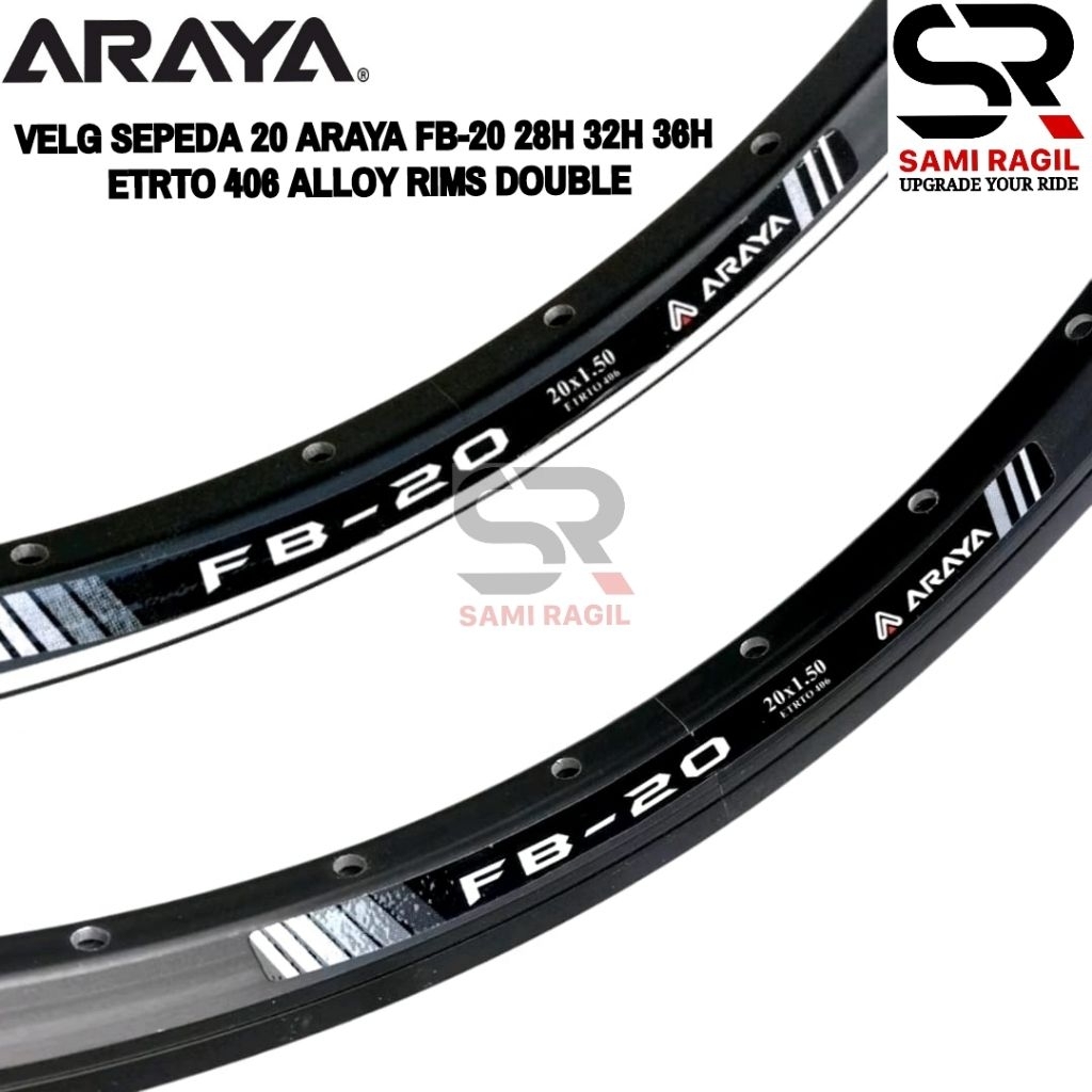 VELG SEPEDA 20 ARAYA FB-20 LUBANG HOLE 28 28H 32 32H 36 36H FB 20 FB20 ETRTO 406 FB20 ALLOY RIM RIMS