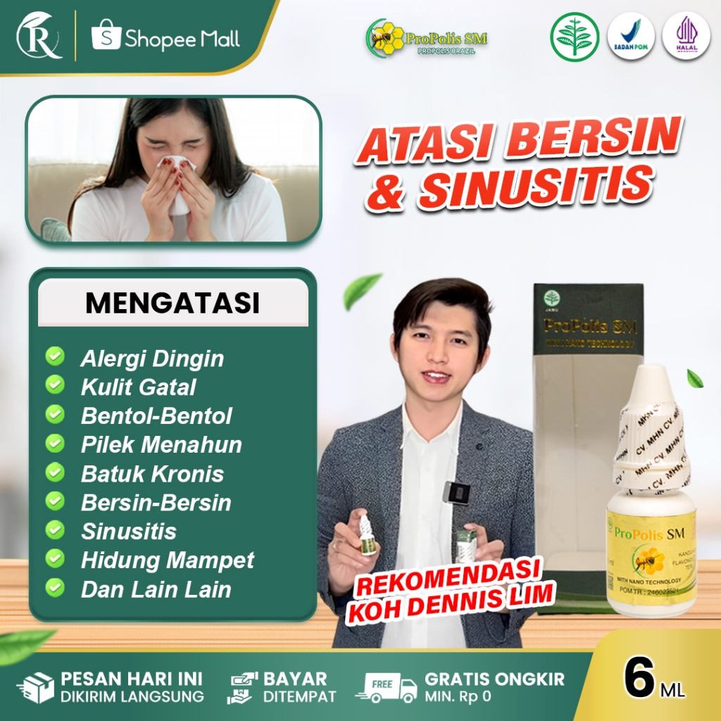 Obat Alergi Dingin Gatal Bentol Pilek Batuk Bersin-Bersin dengan Propolis SM