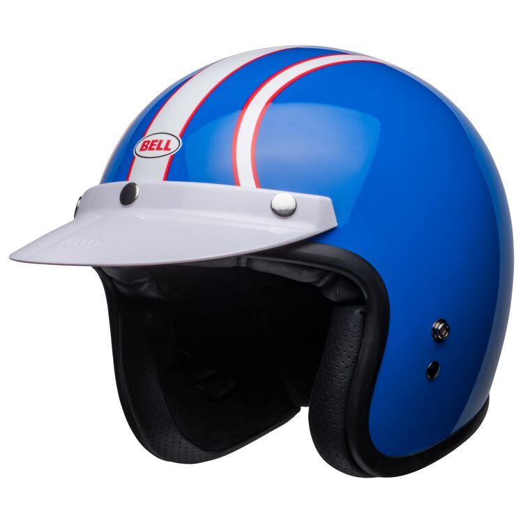 HELM BELL CUSTOM 500 SIX DAYS MCQUEEN HELMET BLUE RETRO HALF FACE HELMET