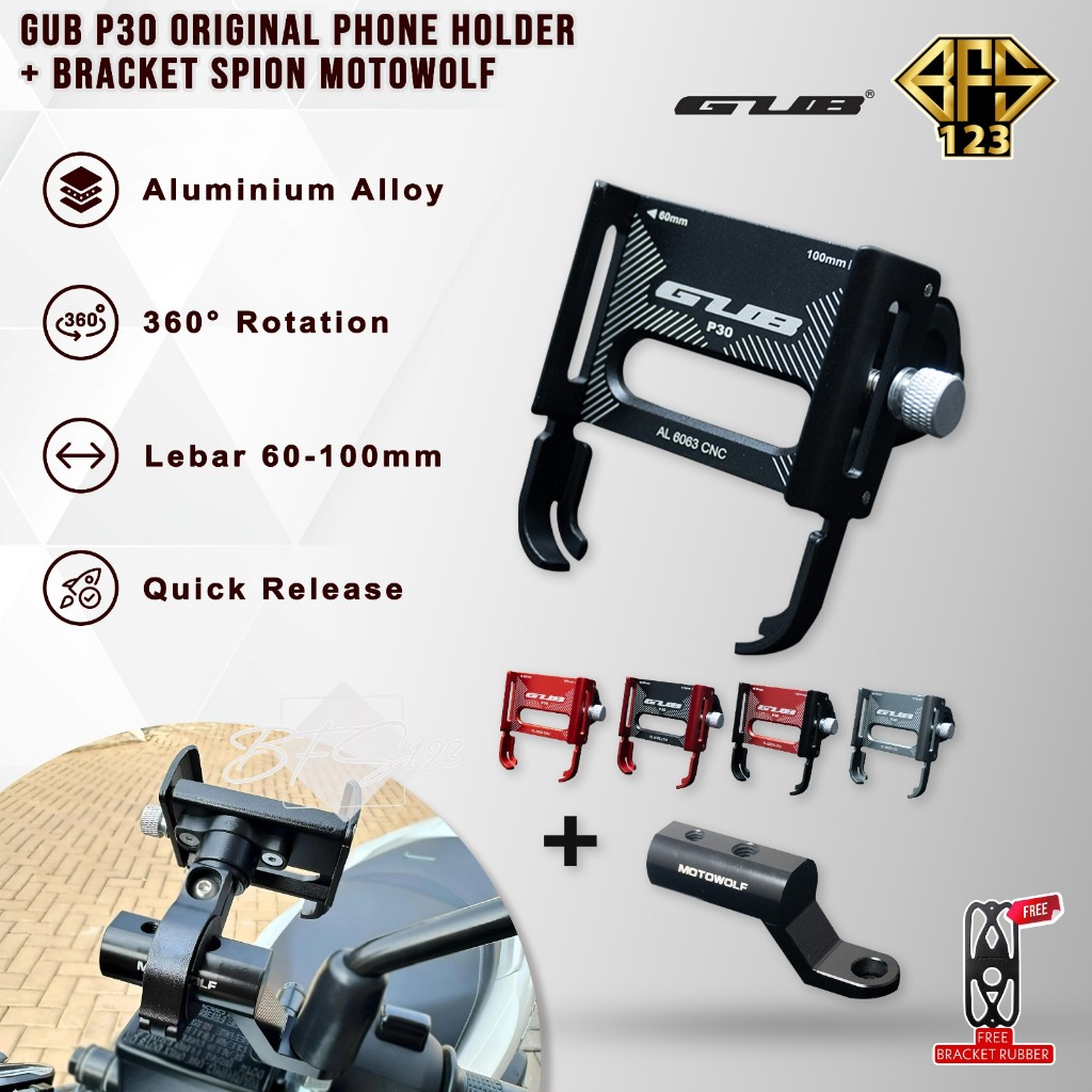 Paket GUB P30 / GUB P30 PRO Phone Holder + Bracket Spion MOTOWOLF ORIGINAL