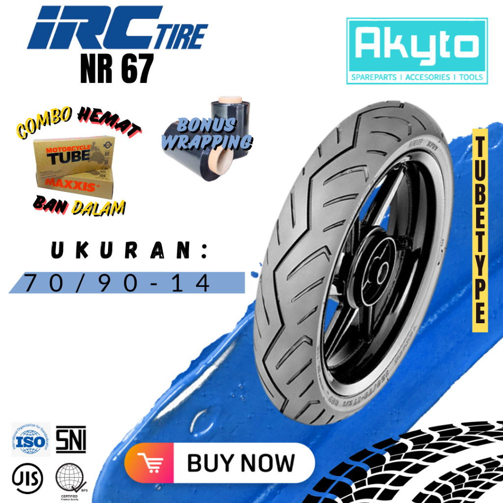 IRC BAN MOTOR NON TUBELESS GRATIS WRAPPING / TUBETYPE RING 14 / NR76 NR-76 NR 76 / R14 GENIO SCOOPY 