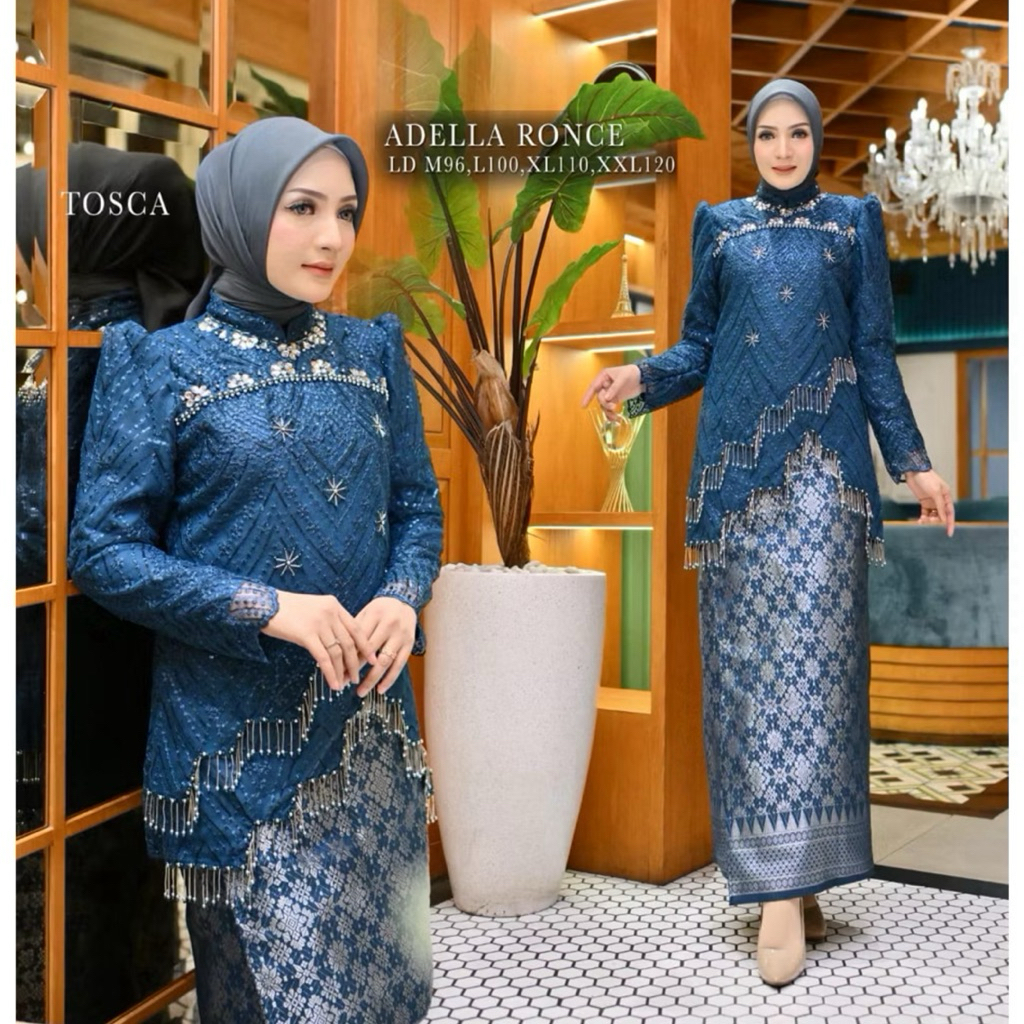 KQ> Kebaya Modern Baju wisuda Hijab Terberu Adella Ronce model payet/Setelan Baju kebaya pesta/Kebay