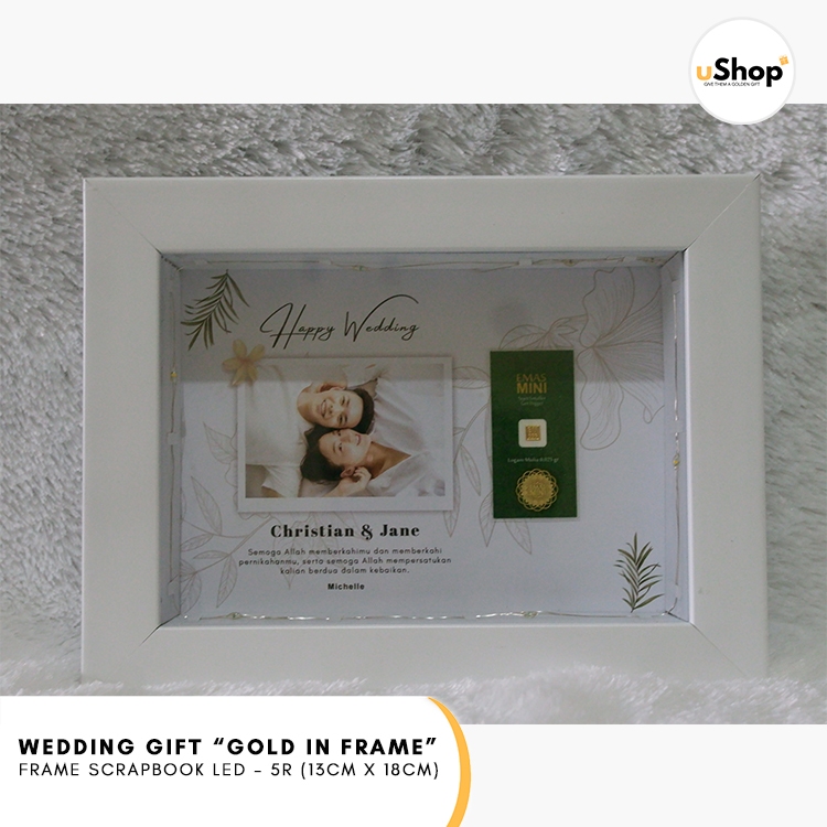 Wedding Gift Custom Foto Frame Scrapbook 6R (15x20) / Kado Pernikahan Hadiah Pernikahan Logam Mulia 